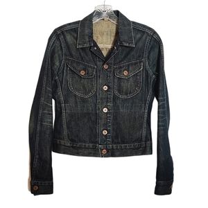 Rogan Denim Jean Jacket Dark Wash Button Sz Small